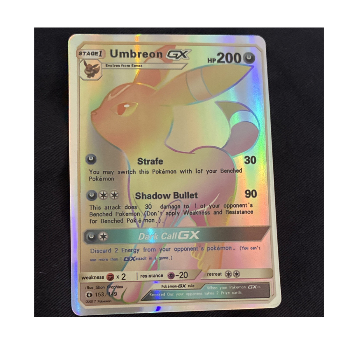 Pokémon TCG Umbreon GX Full Art Holo Rare SM Base Stage 1 English 