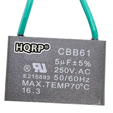 HQRP Capacitor para Harbor Breeze de Ventilador de Techo 5uf, 2-Alambres / CBB61