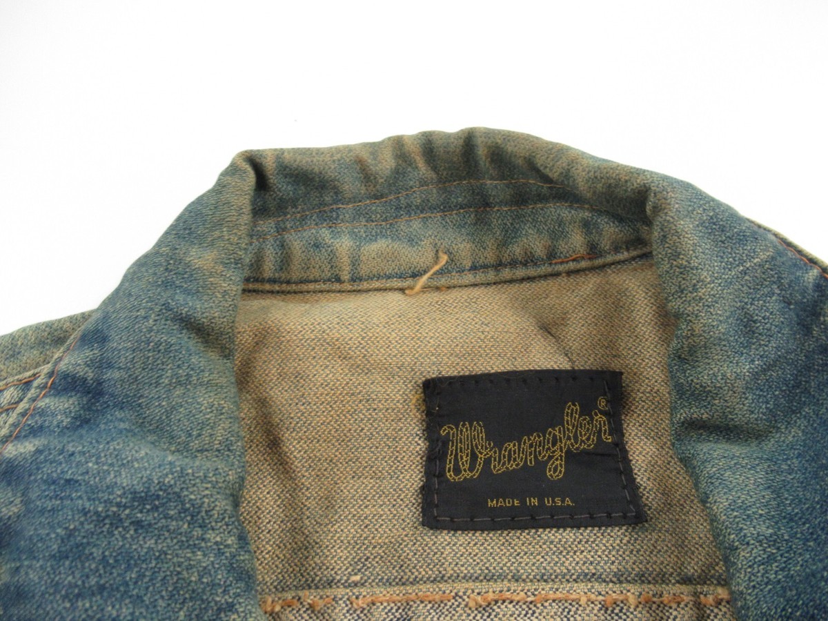Vintage Men's 60s Wrangler Distressed Denim Jacket Made in USA