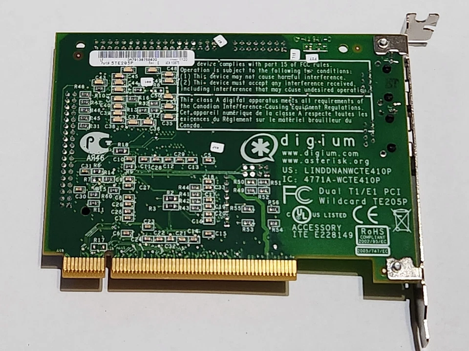 Digium TE205P E1/T1 PCI CARD with VPMOCT064 Rev. B1 Echo Cancellation Module - Image 2 of 3