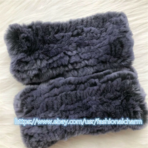 Womens Winter Real Rabbit Fur Gloves Knitted Stretch Fingerless Mitten Gloves - Picture 50 of 102