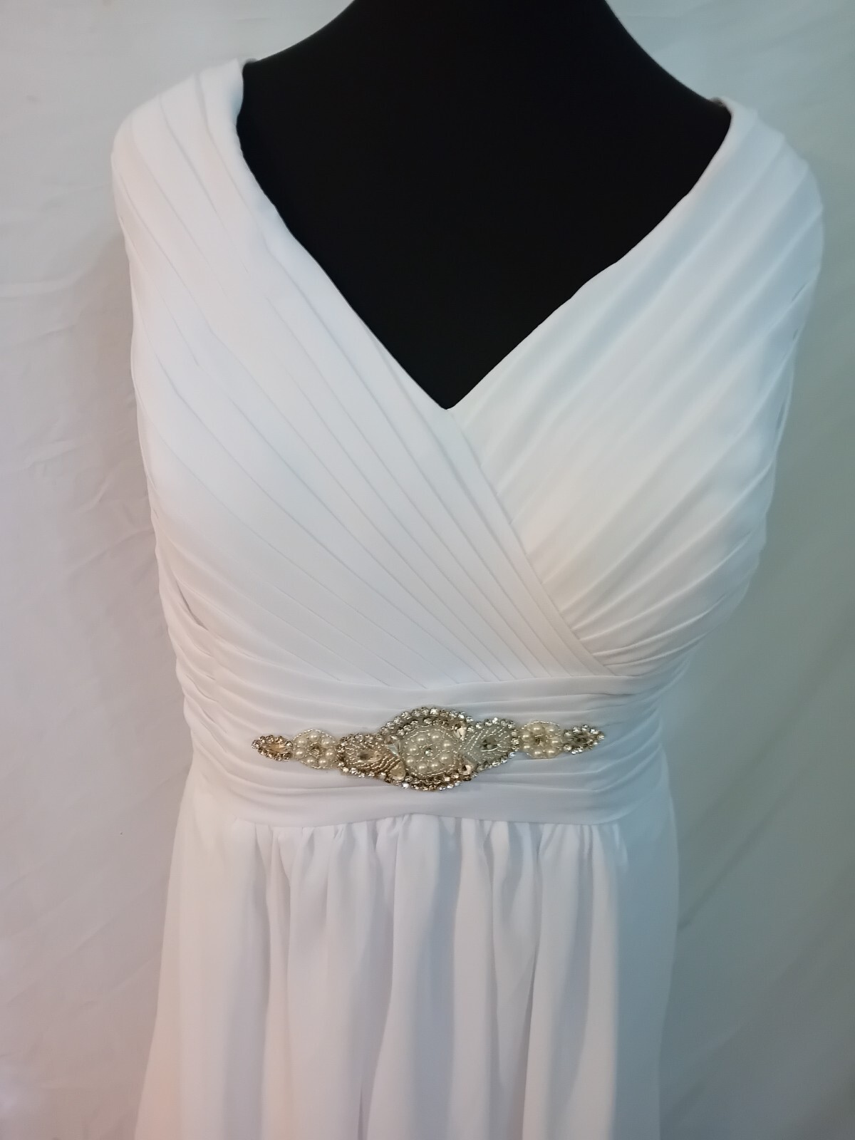Wedding Dress Size 22 White Chiffon, please check measurements H eBay