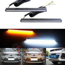 2 Ultra Slim Switchback Whiteamber Led Drl Daytime Running Lights Fog Lamps Kit