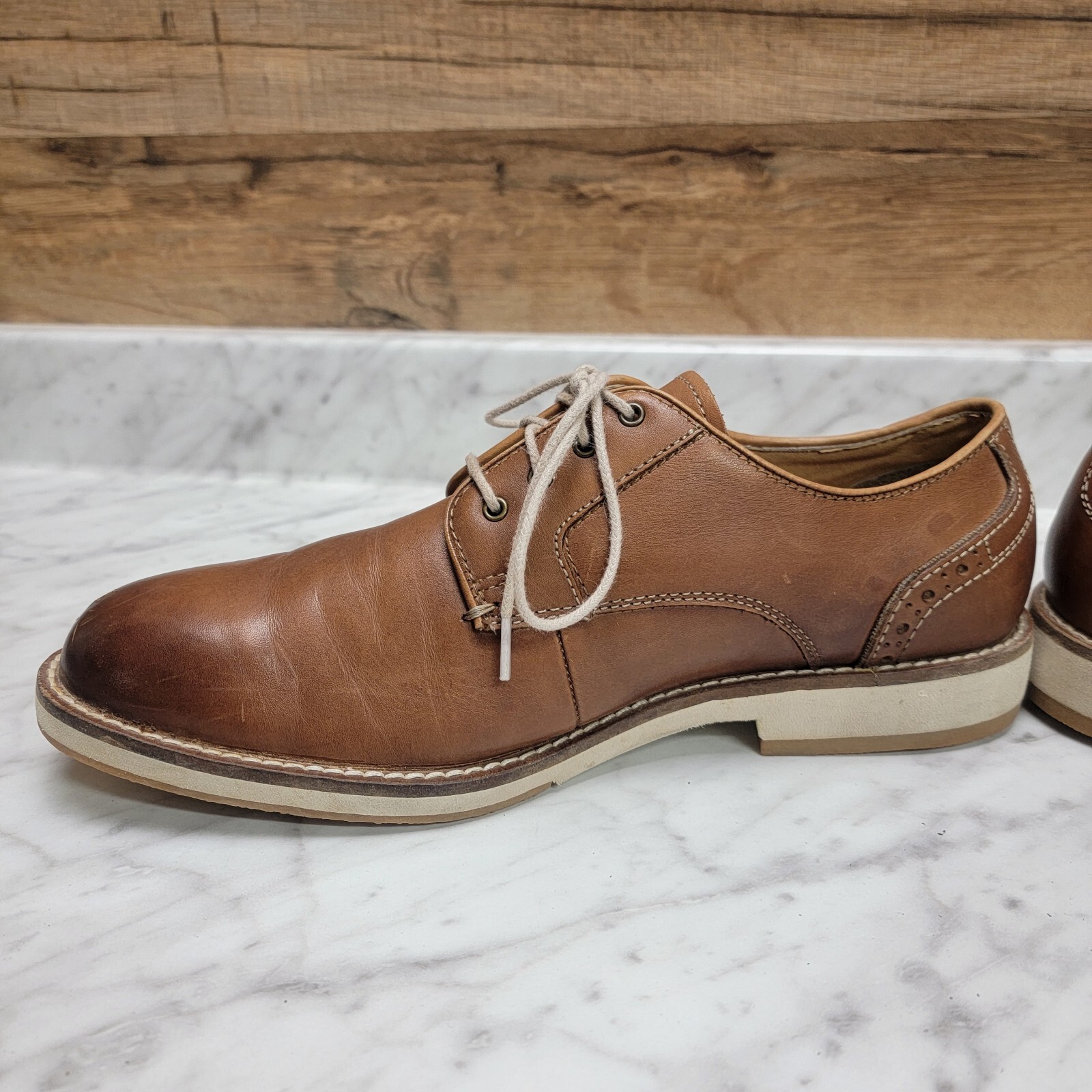 SAOLA Scarpe abito da uomo marroni Johnston & Murphy oxford taglia 8 M casual