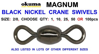 OKUMA GRÖSSE 2/0 SCHWARZ CRANE WIRBEL FÜR MEERESANGELSCHNUR KÖDER CLIP RIG FAST LINKS