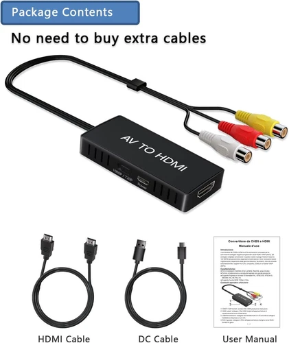RCA zu HDMI Konverter, Analog Composite zu HDMI Adapter kompatibel Videorecorder, DVD, VHS - Bild 7 von 8