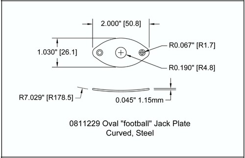 Jack Plate for Guitar Oval Football Shape Metal Body Mount Black 0811229BK - Picture 4 of 4
