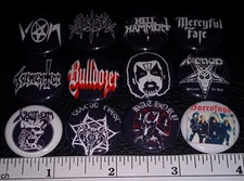 Black Metal Button Pins Lot Venom Mercyful Fate Hellhammer Celtic Frost Bathory