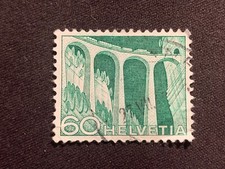 SWITZERLAND HELVETIA 1949 ENGINEERING LANDSCAPES 60C GREEN - FINE USED