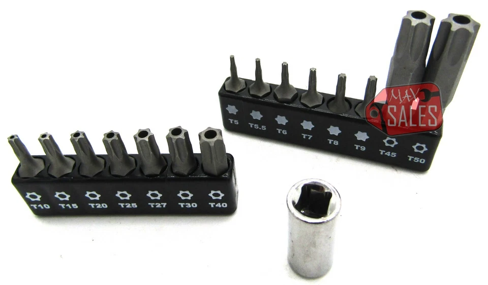 16pc Security Torx Bit Set Tamper Proof Star T5 T7 T10 T15 T20 T25 T30 T40 T50 - Image 2 of 4