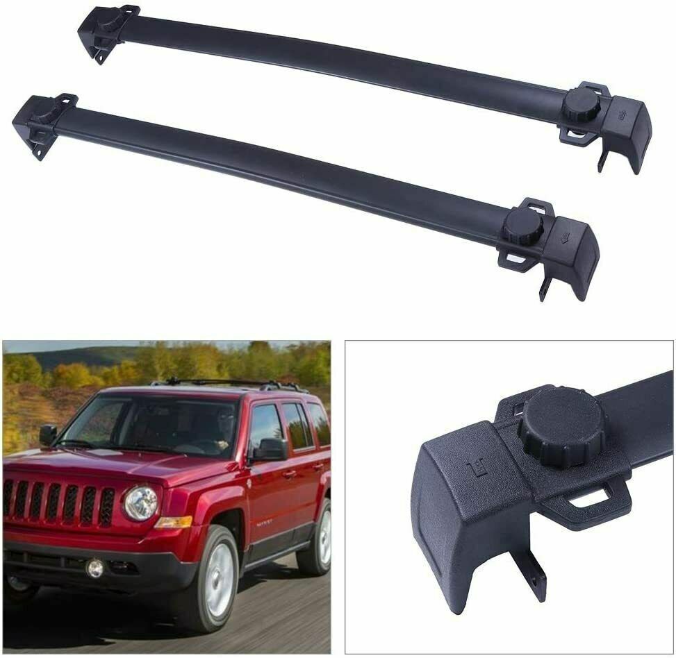 2Pcs Fit for 2007–2017 Jeep Patriot Aluminum Roof Rail Rack Cross Bars Crossbars
