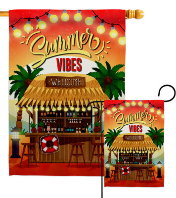 Welcome Vibes Garden Flag Beach Coastal Decorative Small Gift Yard House Banner