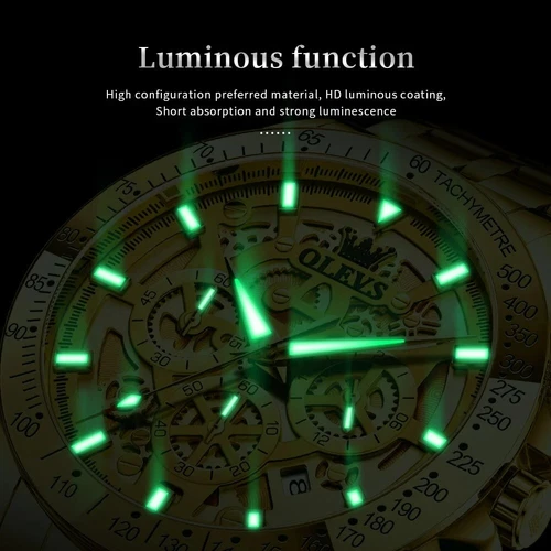 Waterproof Quartz Luminous OLEVS Business Luxury Men Watch Date Strap Gold Watch - Bild 4 von 25