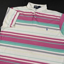Vintage Polo Ralph Lauren Polo Shirt XL Distress Stripe Embroidered Made in USA