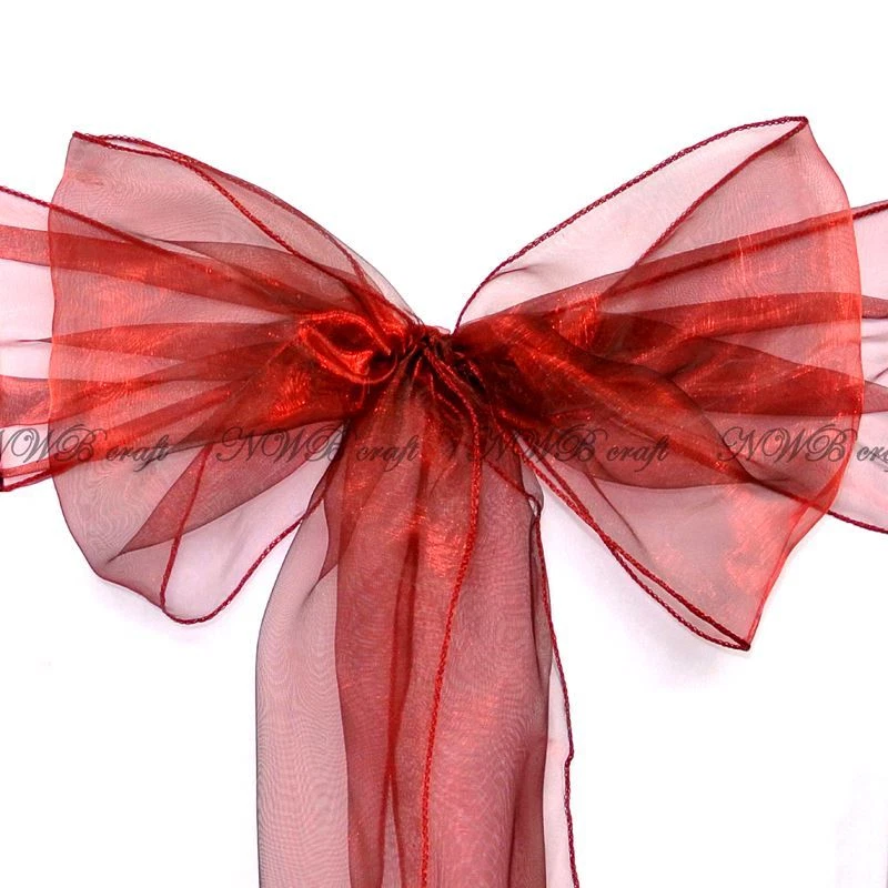 Dark Red Chair Sashes 22x280cm Wedding Party Reception Decor Bow