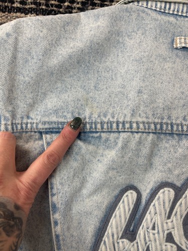 Rare Vintage LA Gear Cropped Denim Jacket sz. M 90's 80's Acid Wash - 第 7/8 張圖片