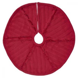 Classic Christmas Red 21" Mini TREE SKIRT Reverse Seam With Cable Weave
