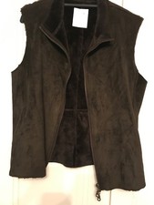 Liz Claibourne Faux Fur Soft Italian Fabric Brown Gilet Size Medium Bnwt