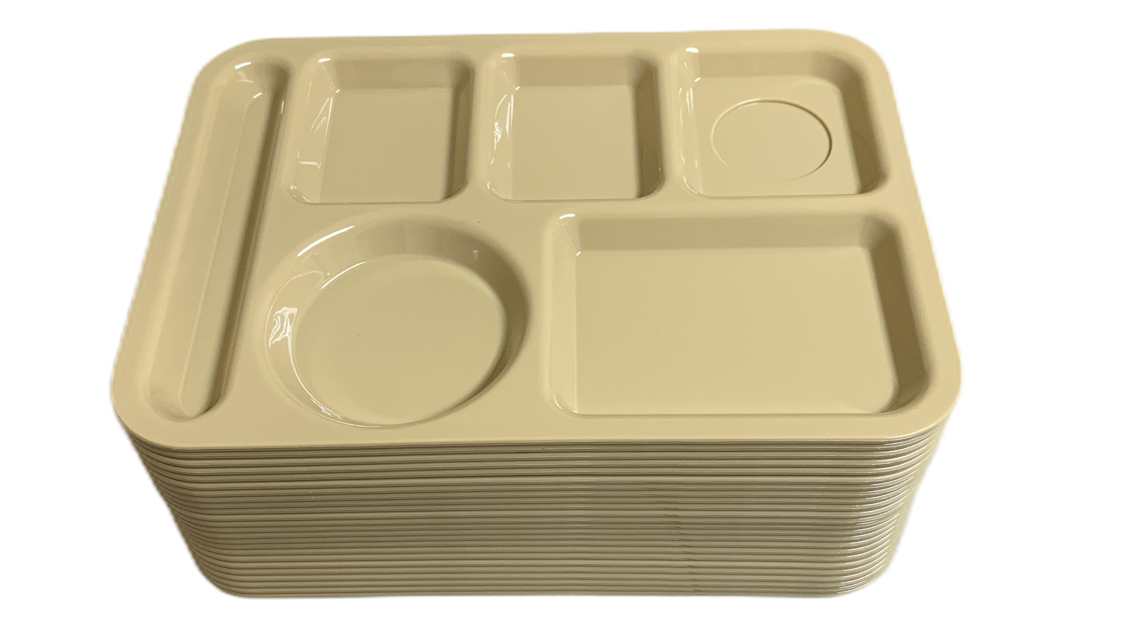 LOT (48) Lunch Trays Divided Cafeteria Daycare School Food Plates TAN