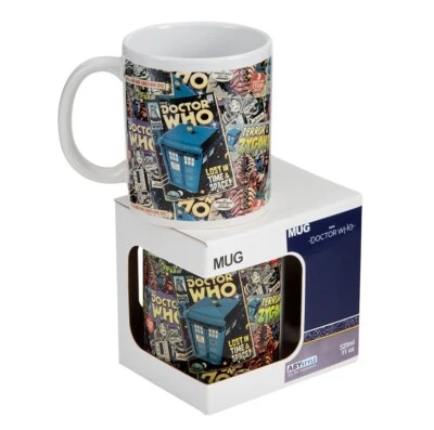 10CM DOCTOR WHO MUG CUP TV SHOW BBC TARDIS TEA COFFEE RETRO NEW IN GIFT BOX