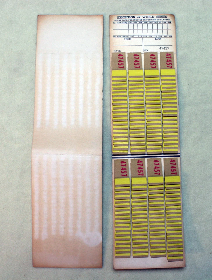 vintage World Series EXHIBITION Baseball Scorecard Gambling Pull Tab Game Bar - Image 2 of 2