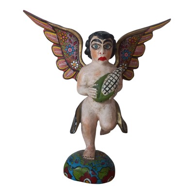 MEXICAN WOODEN ANGEL. Mexican folk art to decorate your home. 