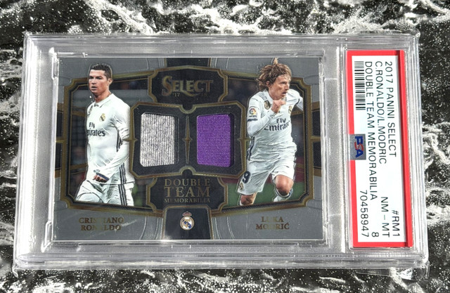 2017 Panini Select Prizm Double Team Relics Cristiano Ronaldo Luka Modric PSA 8