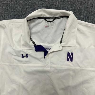 Under Armour Polo Mens Size 2XL White Northwestern Wildcats HeatGear Loose Fit