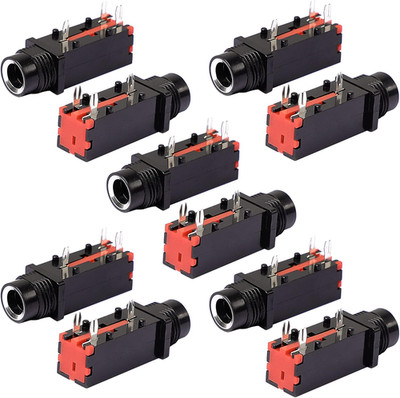Uxcell 10 Pcs 6.35Mm 1/4 Inch 3Pin Mono Jack Panel Mount PCB Connectors, Metal 6