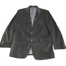 Chaps Men's Stripe Cotton 2 Button Front Blazer Jacket Black Size 42R Corduroy