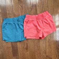 Xersion Quick-Dri girls Athletic Shorts XL Coral Teal 100 Polyester Pockets