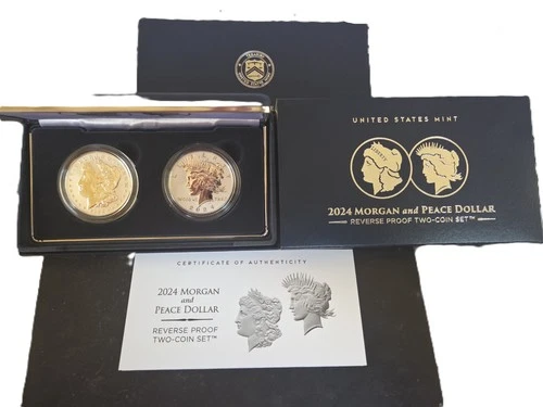 2024 S Reverse Proof Morgan & Peace Dollar 2 Coin Set OGP/COA - 1.78 oz silver