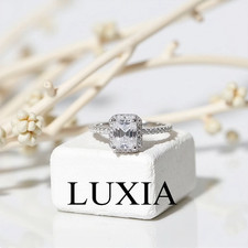 Radiant Cut Moissanite Diamond Ring with encrusted band - Contact Us First