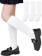 3 Pairs Girls Knee High Socks Cotton School Uniform Sock for Boys | Back to Scho