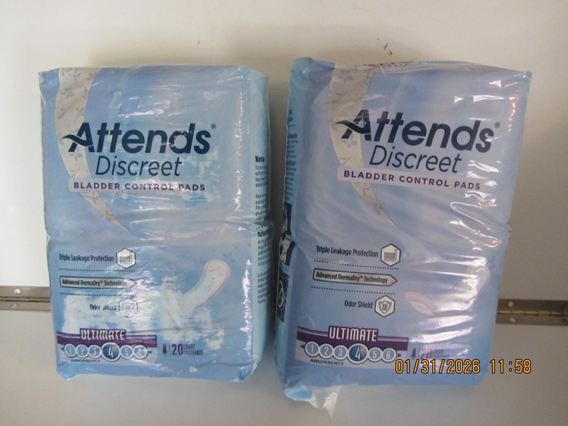 Attends Discreet Bladder Control Pads Ultimate #4 Absorbency Lot of 2 NEW