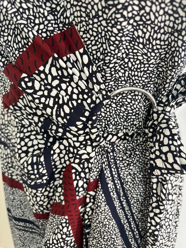 Womens Derek Lam IO Crosby Dress Size 0 Print Pleated Silk Wrap 152341 Pockets! - Image 4 of 4