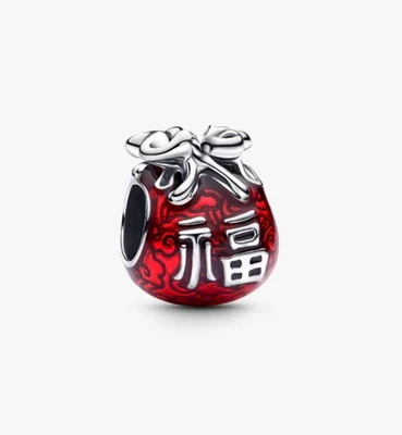 PANDORA porte-bonheur breloque argent sterling émail rouge 793620C01 bonheur - Photo 1/4