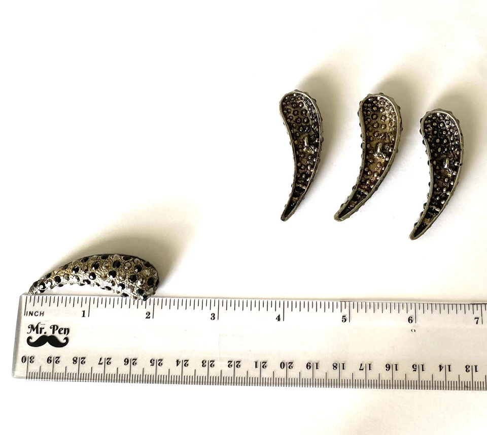 4 Vintage Gunmetal Black Encrusted Rhinestone Pave Brassy Jewel Claw Buttons 2" - Image 2 of 4
