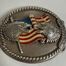 Patriotic Eagles Flag Belt Buckle Limited Edition Vintage Tandy TLF.