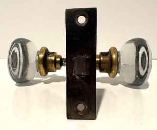 Antique Working Door Clear Glass Knob Assembly