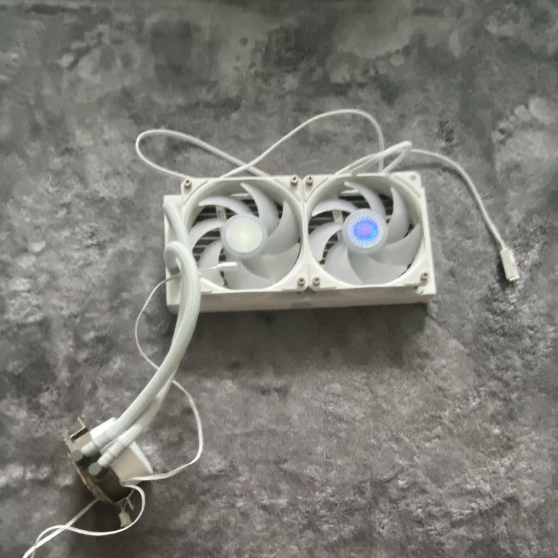240mm White ARGB Liquid CPU Cooler Radiator, Dual 120mm Fans 4-Pin