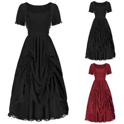 Mittelalter Gothic Kleid für Damen Retro Punk Vampir Teufel Kostüm Vestidos