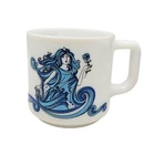 Vintage 70 Virgo Milk Glass Coffee Tea Mug Whimsygoth Astrology Blue White