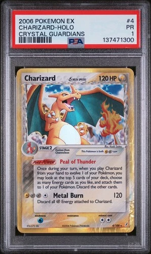 2006 POKEMON EX CRYSTAL GUARDIANS #4 CHARIZARD-HOLO PSA 1