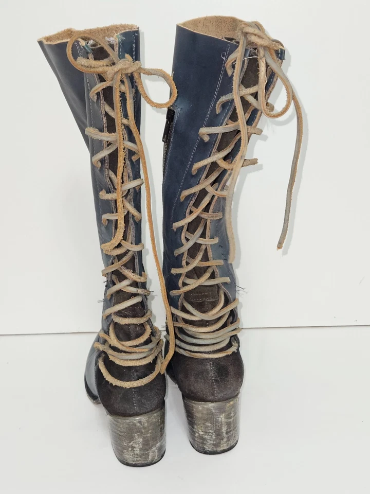 Botas de couro artesanais Freebird by Steven COAL femininas tamanho EUA 7 altura do joelho pedra - Imagem 3 de 4