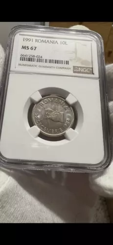 10 Lei 1991 Romania NGC MS67, Second TOP POP!