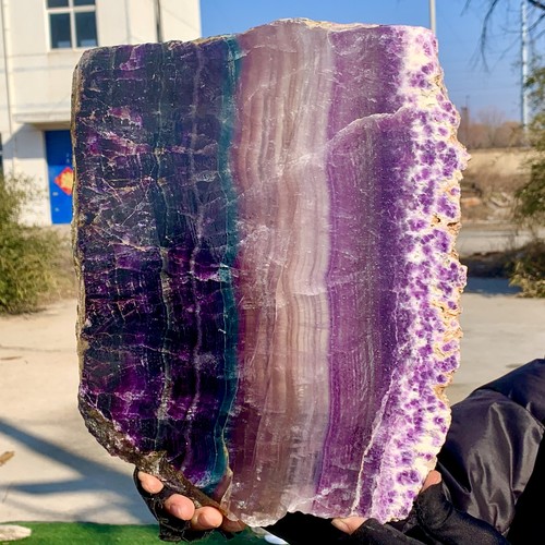 6.96LB Natural beautiful Rainbow Fluorite Crystal Rough slices stone specimens - 第 5/18 張圖片