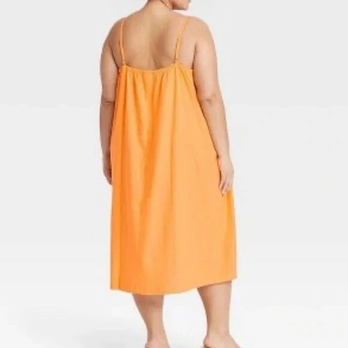 Women's Easy Linen Blend Strappy Dress (XL - 16) "ORANGE" ~ NEW!!! - Picture 3 of 7