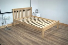 Solid Pine Wood Bed Frame Waxed - Shaker Style, Single 3ft, Small double, Double