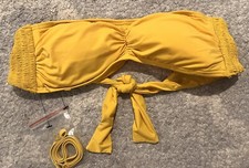 Carmen Marc Valvo Yellow Bandeau Halter Bikini Top Size S Tie Back
